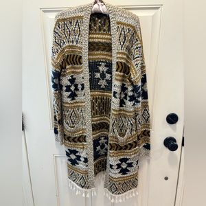 Bohemian knee length fall sweater.